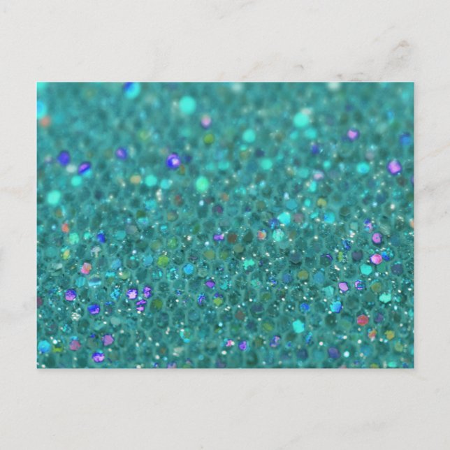 Teal Blue Glitter Postcard (Front)