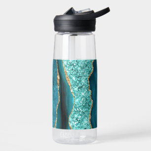Teal Blue Gold Aqua Turquoise Water Bottle