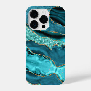 Teal Blue Gold Glitter Aqua Turquoise iPhone Case