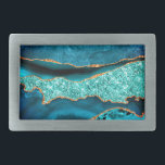 Teal Blue Gold Glitter Marble Belt Buckle<br><div class="desc">Belt Buckle with Agate Teal Blue Gold Glitter Marble Aqua Turquoise Geode Customisable Gift - or Add Your Name / Text - Make Your Special Belt Buckles Gift ! Resize and move or remove / add text / elements with Customisation tool ! Design by MIGNED ! Please see my other...</div>