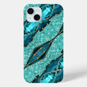 Teal Blue Gold Marble Turquoise iPhone Case