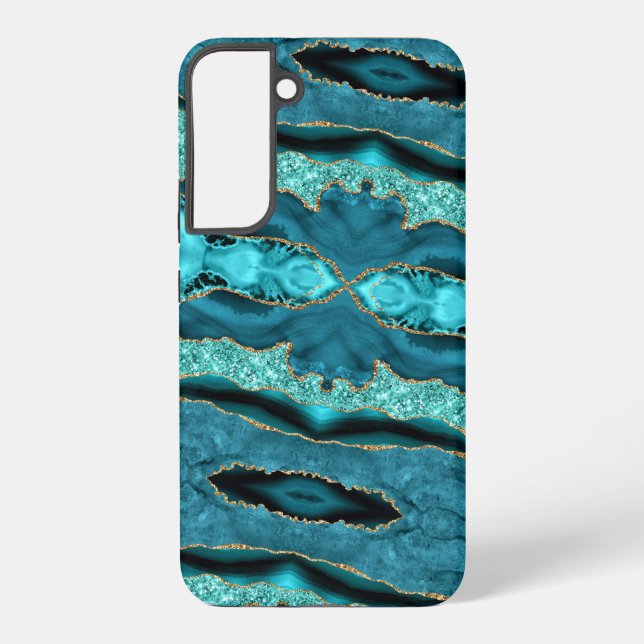 Teal Blue Gold Turquoise Samsung Galaxy Case (Back)