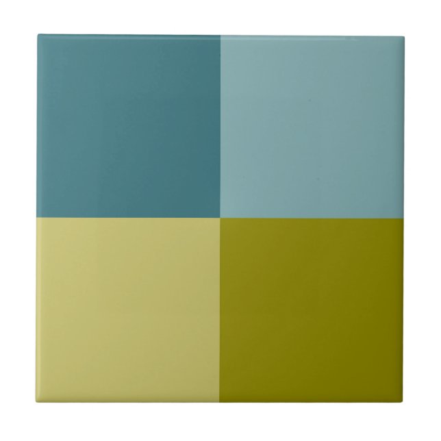 Teal Blue Gold Yellow Ceramic Tile (Front)