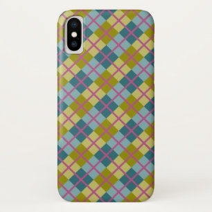 Teal Blue Gold Yellow Magenta Pattern iPhone X Case
