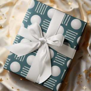 Teal Blue Golf Ball and Tee Gift  Wrapping Paper