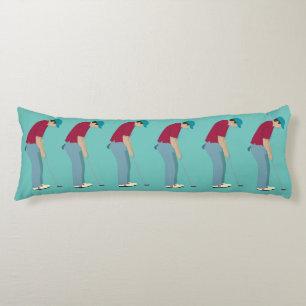 Teal Blue Golfers Putting Balls Body Cushion