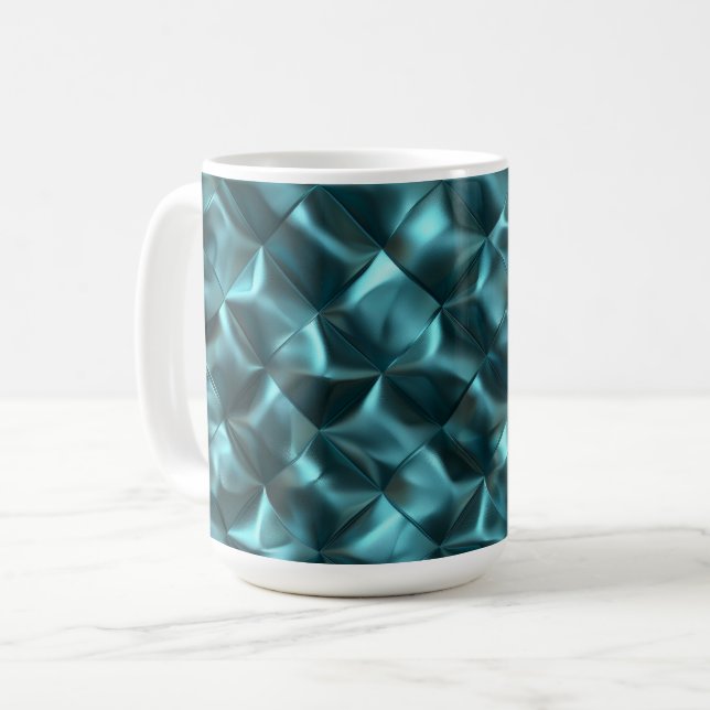 Teal Blue Green Abstract Glam Coffee Mug (Front Left)