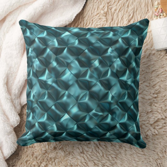 Teal Blue Green Abstract Glam Cushion (Blanket)
