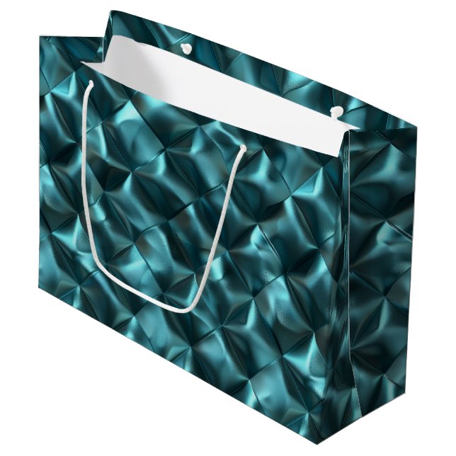 Teal Blue Green Abstract Glam Large Gift Bag (Front Angled)