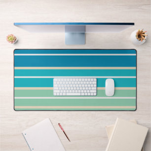 Teal Blue, green and Turquoise Stripes Desk Mat