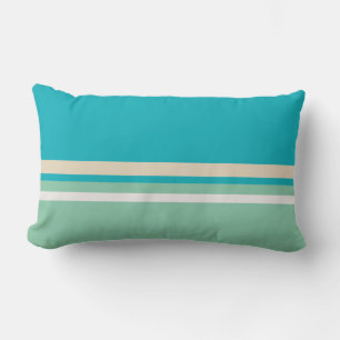 Teal Blue, green and Turquoise Stripes   Lumbar Cushion