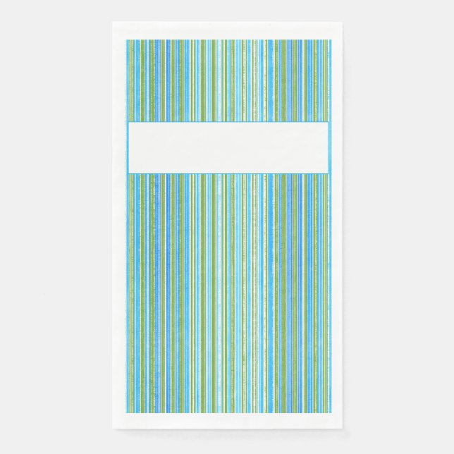 Teal, Blue, Green, and White Stripes Napkin (Front)