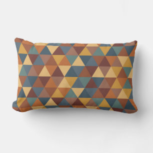 TEAL BLUE GREEN BROWN RED GOLD GEOMETRIC PATTERN LUMBAR CUSHION