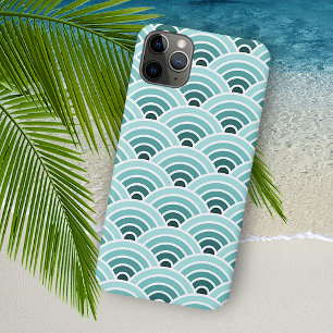 Teal Blue Green Concentric Circles Art Pattern iPhone 11 Pro Max Case