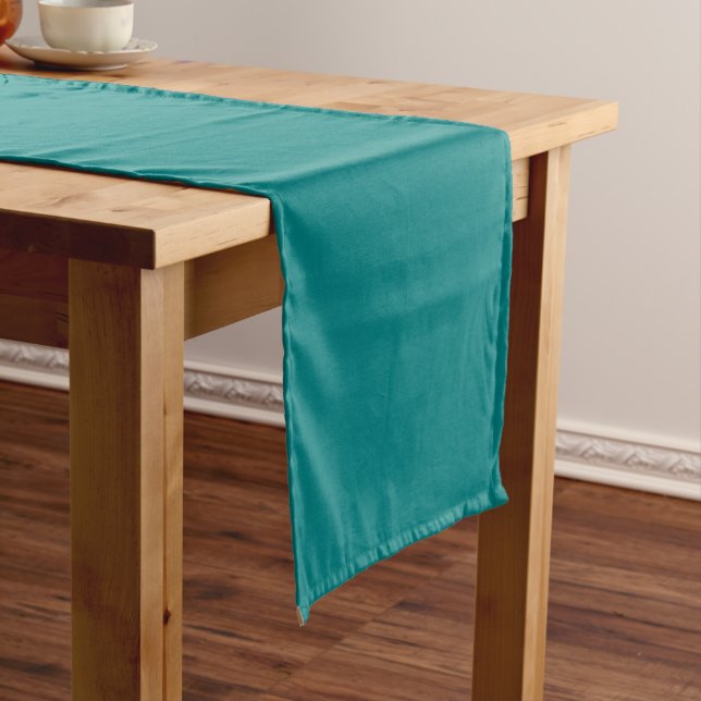 Teal Blue Green Custom Solid Colour Blank Template Medium Table Runner (In Situ)