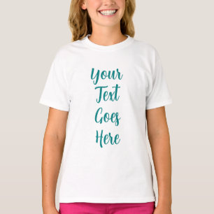 Teal Blue Green Custom Text Name Add Photo Girls  T-Shirt