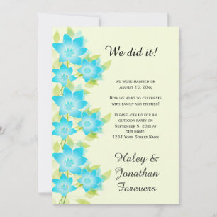 Teal Blue Green Floral Outdoor Reception Only Invitation