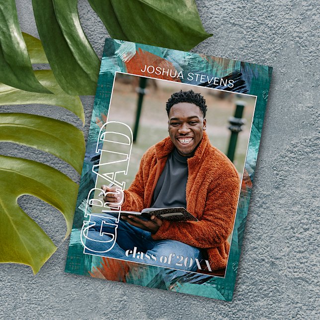 Teal Blue Green Gold Foil Graduation Announcement (Creator Uploaded)