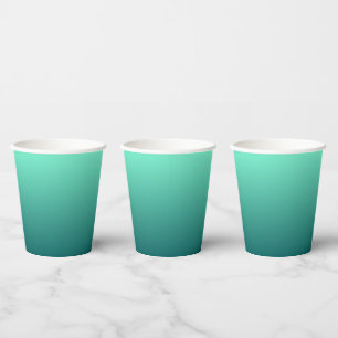 Teal Blue Green Light to Dark Shades Paper Cups