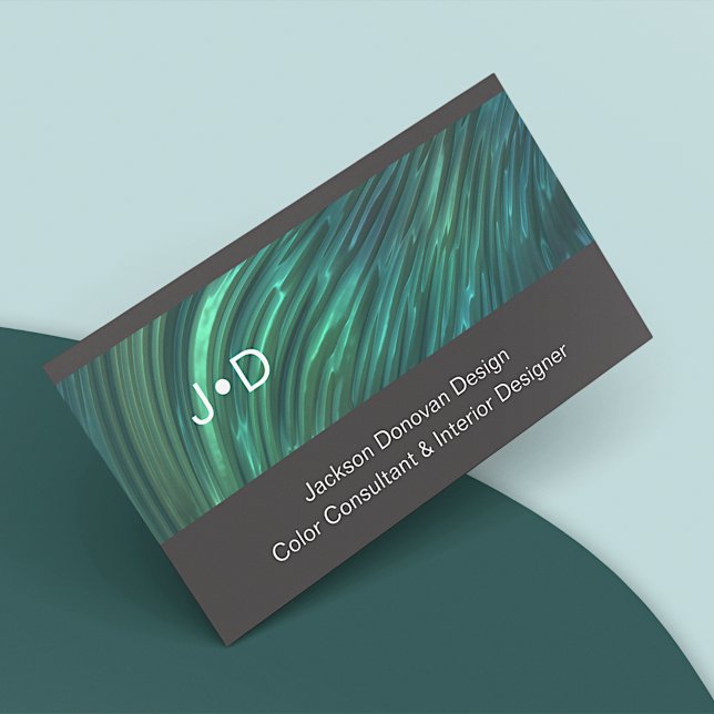 Teal Blue Green Luxury Metallic Art Pattern Business Card (Creator Uploaded)