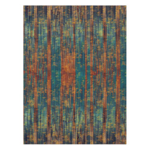 Teal Blue Green Orange Busy Abstract Tablecloth