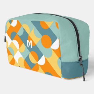 Teal Blue Green Orange Midcentury Circles Pattern Dopp Kit