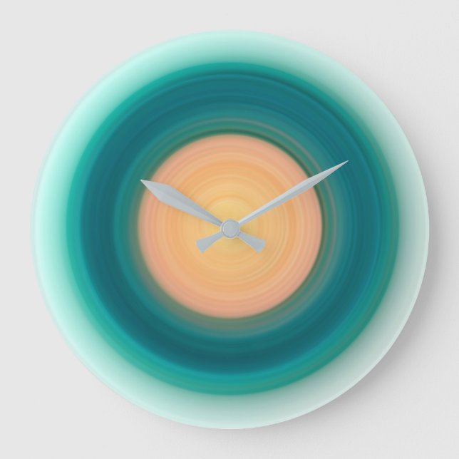 Teal Blue Green Orange Yellow Pink Large Clock (Front)