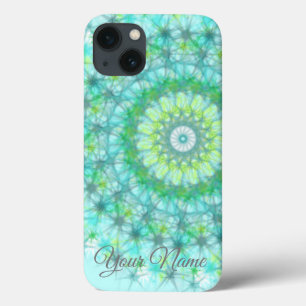 Teal, Blue, Green Personalised Snowflake iPhone 13 Case