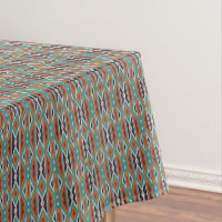 Teal Blue Green Red Terra Cotta Tribal Art Pattern
