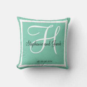 teal blue green sea custom Wedding keepsake pillow