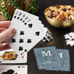 Teal Blue Green Terrazzo Marbled Marble Pattern Playing Cards