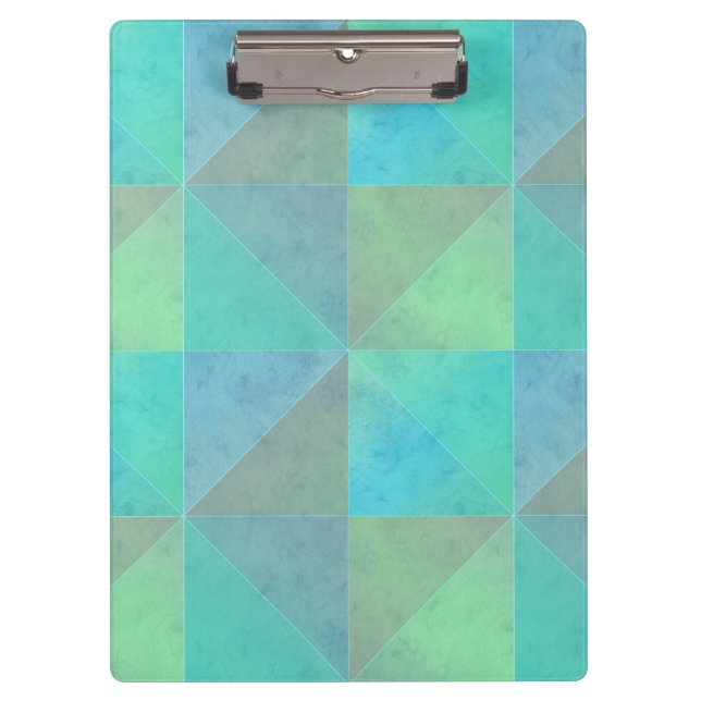 Teal Blue Green Triangles Geometric Art Pattern Clipboard (Front)