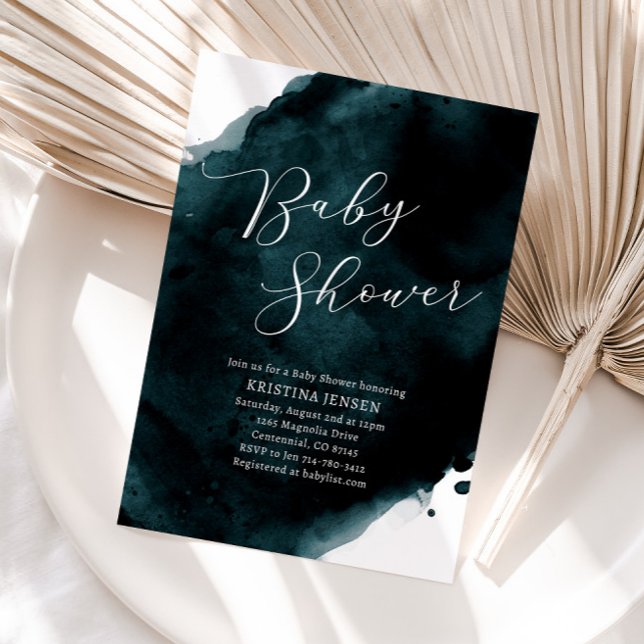 Teal Blue Green Watercolor Baby Shower Invitation (Creator Uploaded)