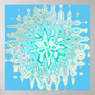 Teal Blue Green Wave Bubble Abstract Patterns Cool Poster