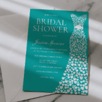 Teal Blue Green White Wedding Dress Bridal Shower