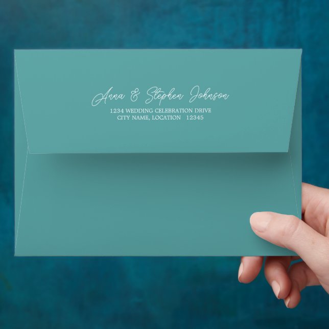 Teal Blue Green with Return Address Envelope (Hand)