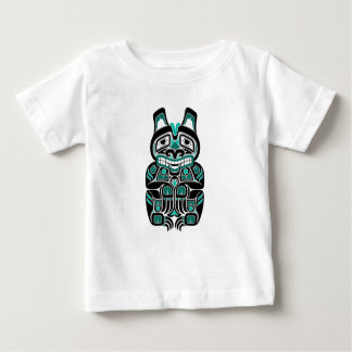 Teal Blue Haida Spirit Bear on Black Baby T-Shirt