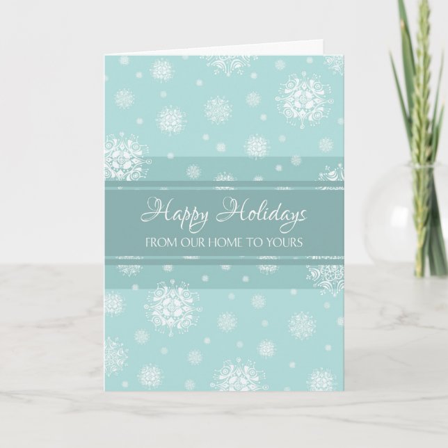 Teal Blue Happy Holidays Christmas Card (Front)