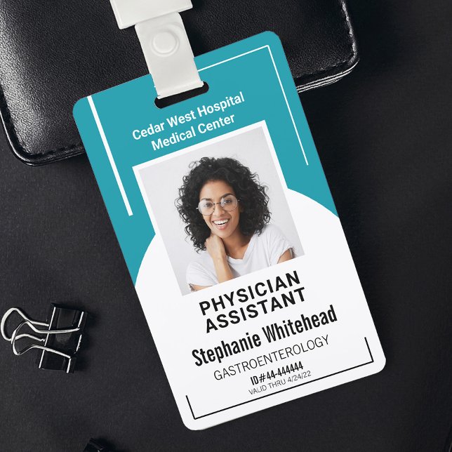 Teal Blue Hospital Medical Employee Photo ID Badge (Your photo ID employee badge is not just an identification tool, but a powerful communication medium)