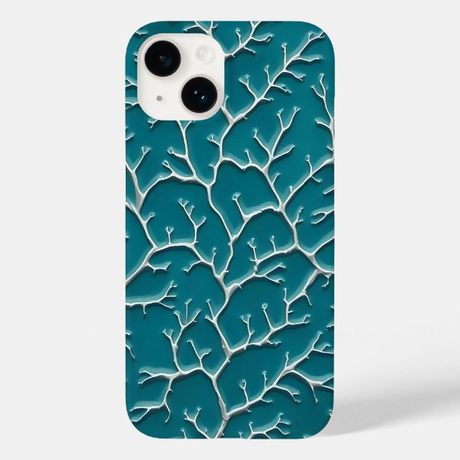Teal Blue iPhone Case with Vein Texture (Back)