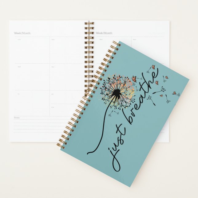 Teal Blue "Just Breathe" Daily Planner (Display)