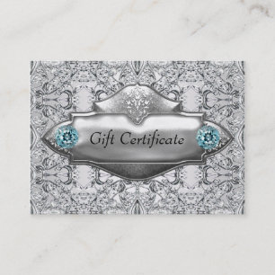 Teal Blue Lace Elegant Teal Gift Certificate