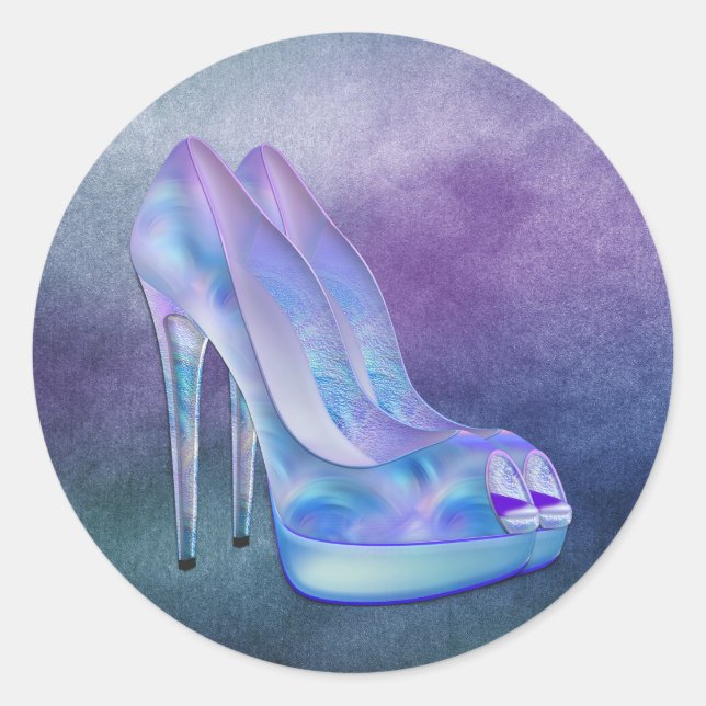 Teal Blue Lavender Purple High Heel Shoes Stickers (Front)