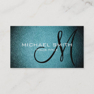 Teal blue leather business card