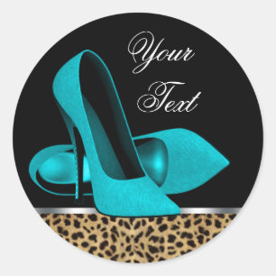 Teal Blue Leopard High Heel Shoes Stickers
