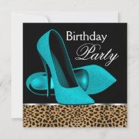 Teal Blue Leopard High Heels Birthday Party