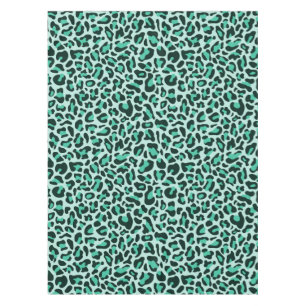 Teal Blue Leopard Print Tablecloth