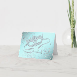 Teal Blue Masquerade Party Thank You
