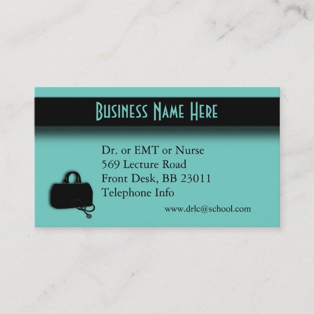 Teal Blue Medical Business Card (Front)
