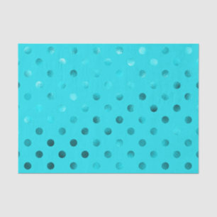 Teal Blue Metallic Polka Dot Pattern Swiss Dots Tissue Paper